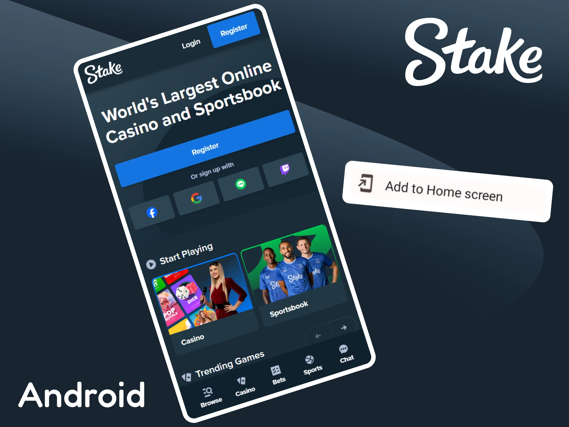 Add the Stake shortcut to your Android device.