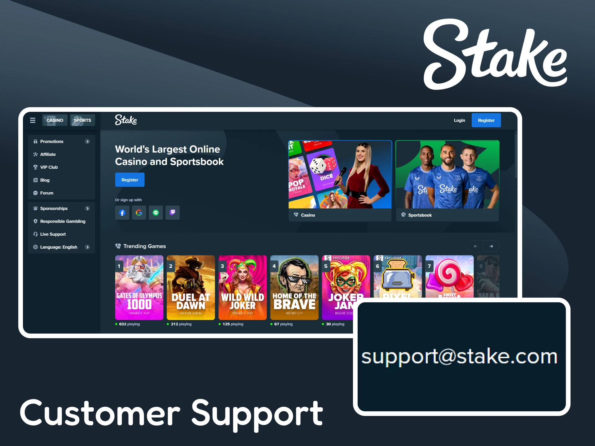 Contact the customer support on the Stake website.