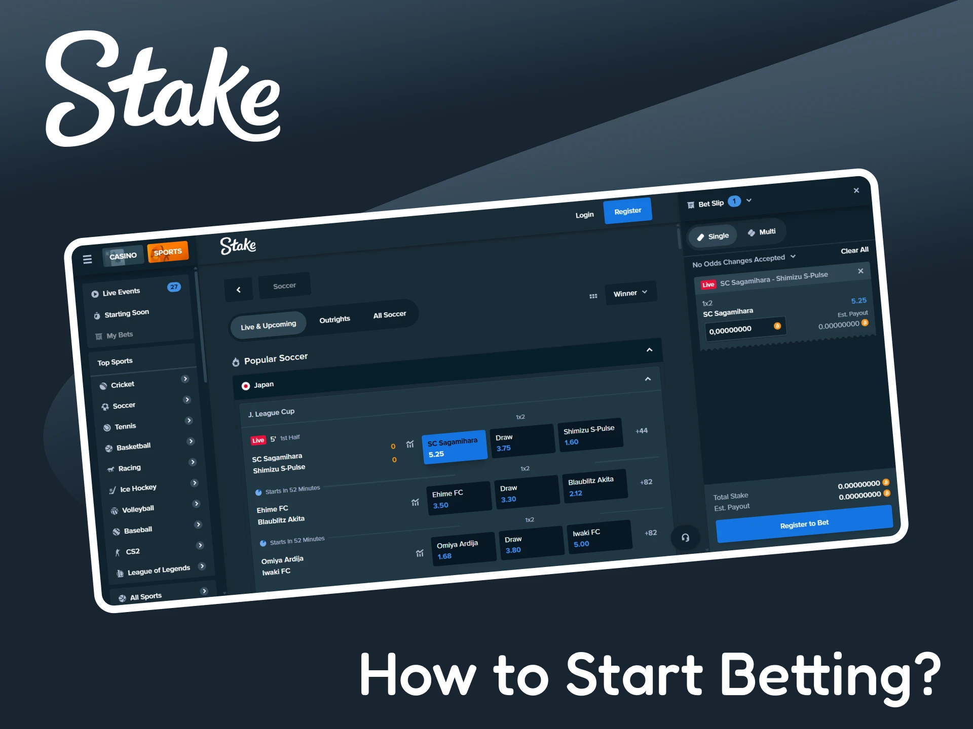 Learn how to start betting on the Stake website.