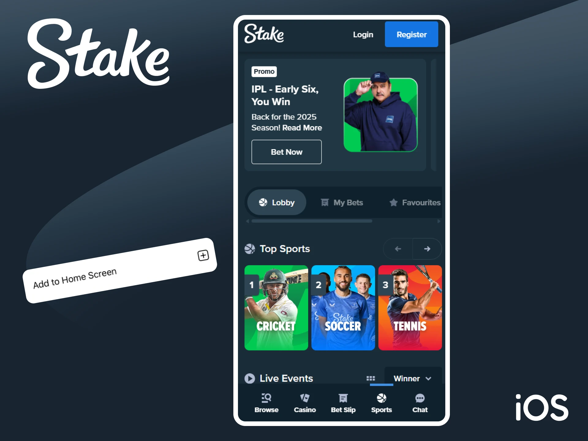 Add the Stake mobile version to your iOS device.