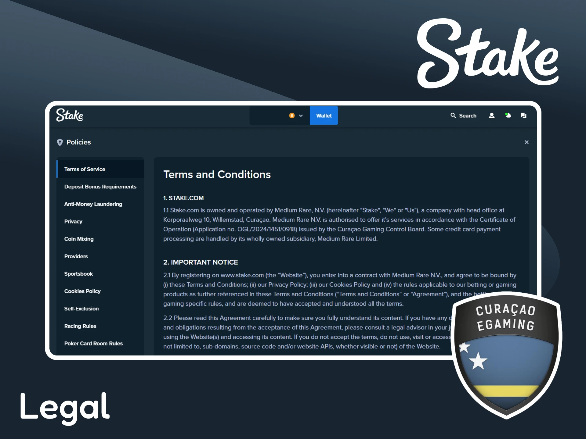 The official Stake website is licensed and secure.