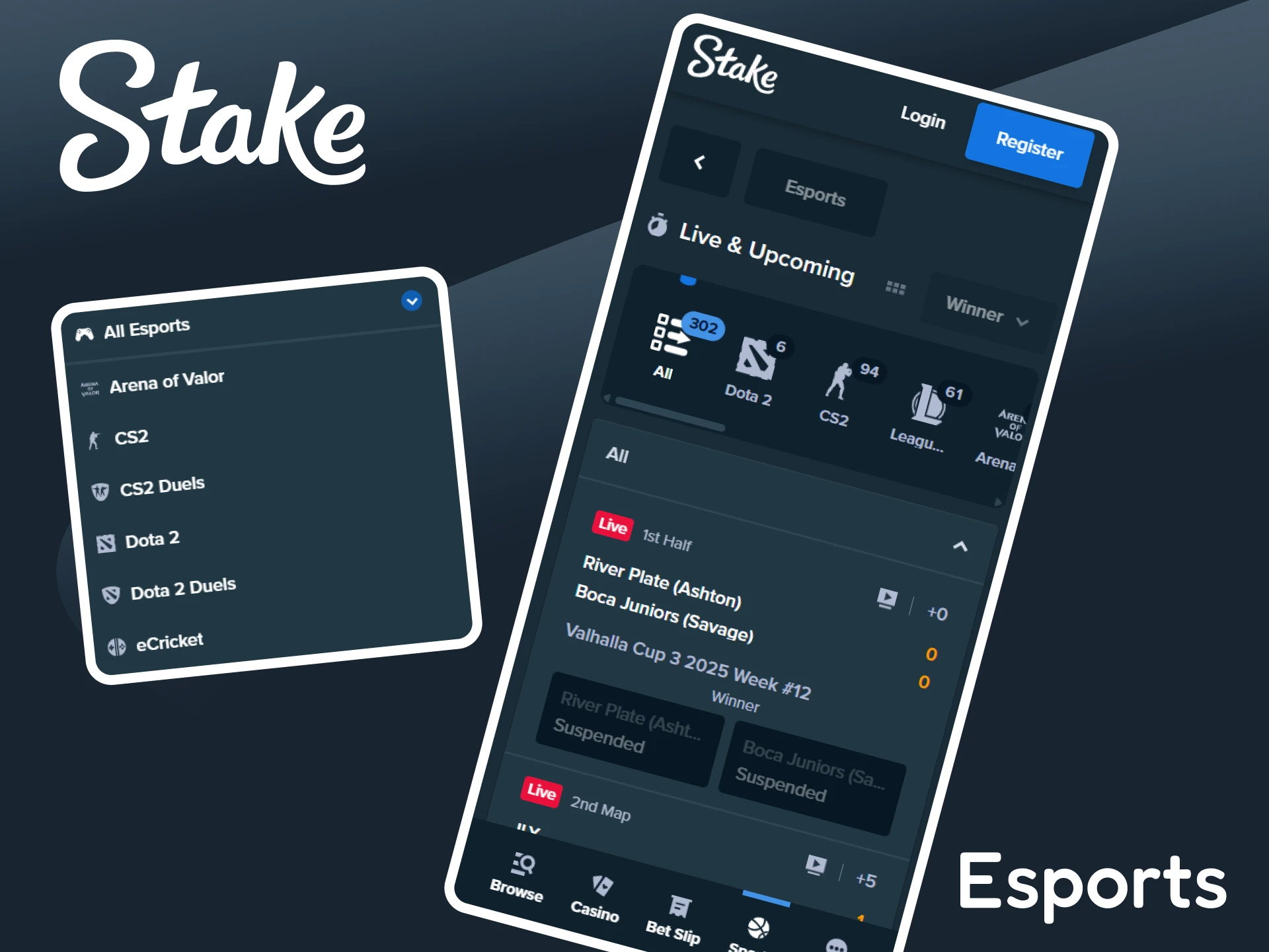 Bet on Esports on the Stake platform.
