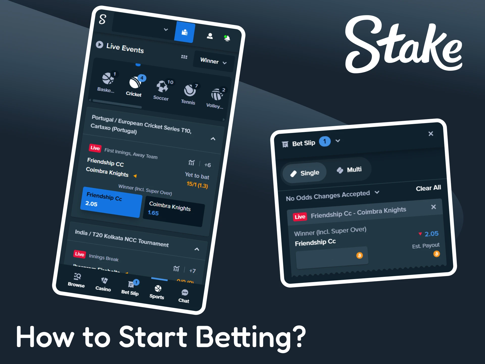 Learn how to start betting in the mobile version of Stake.