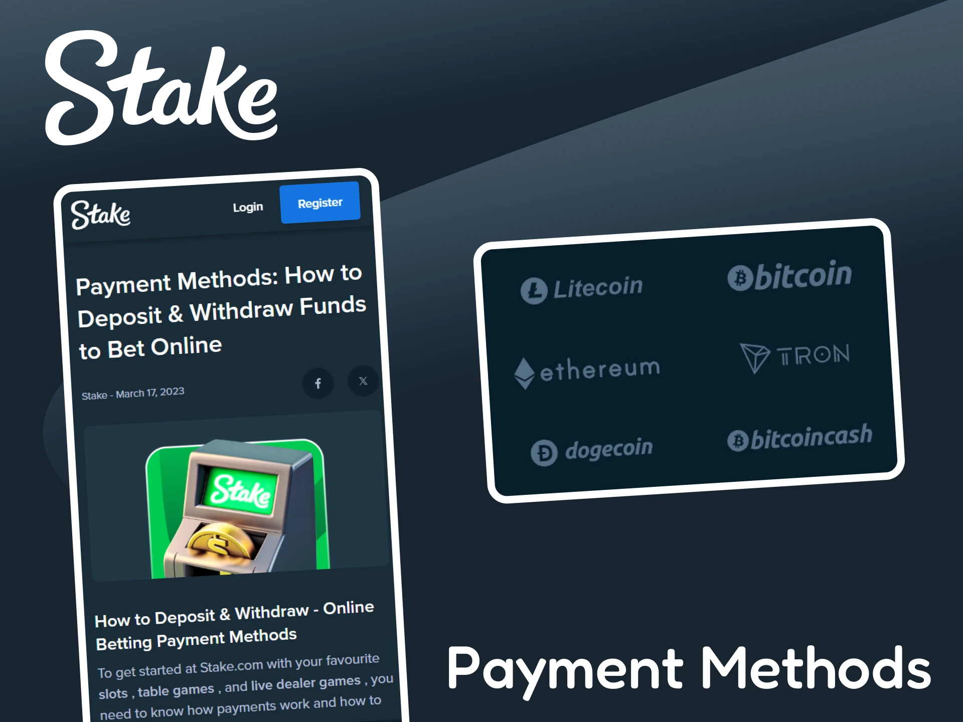 Check out the payment methods available in the Stake app.