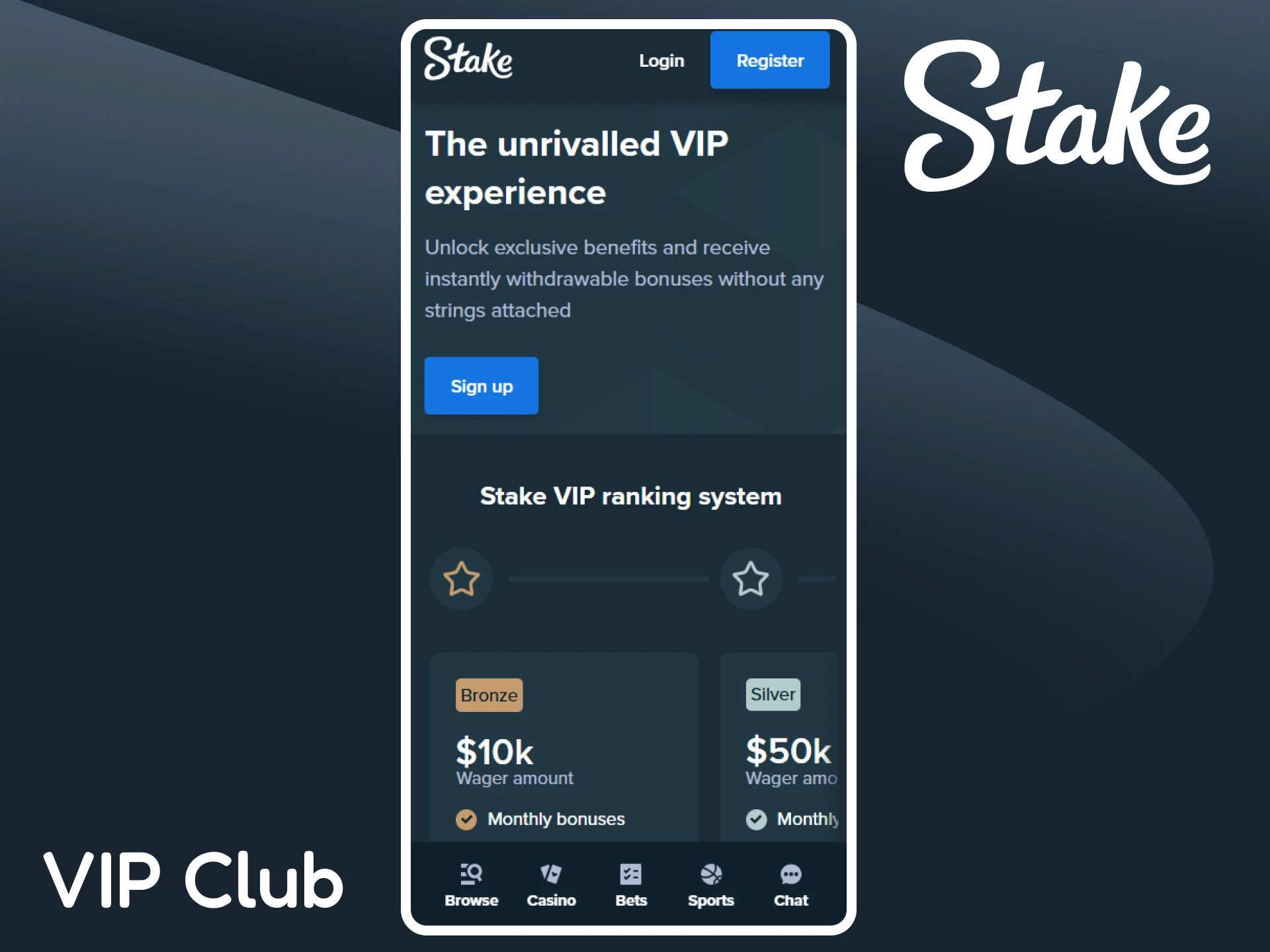 Join the Stake VIP Club in the app to get bonuses.