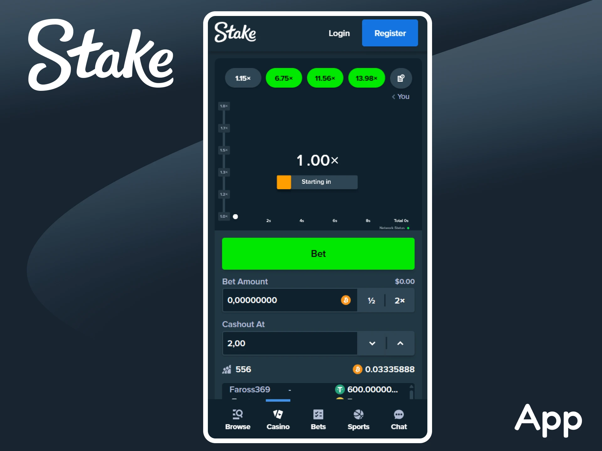 Play Crash through the mobile version of Stake.