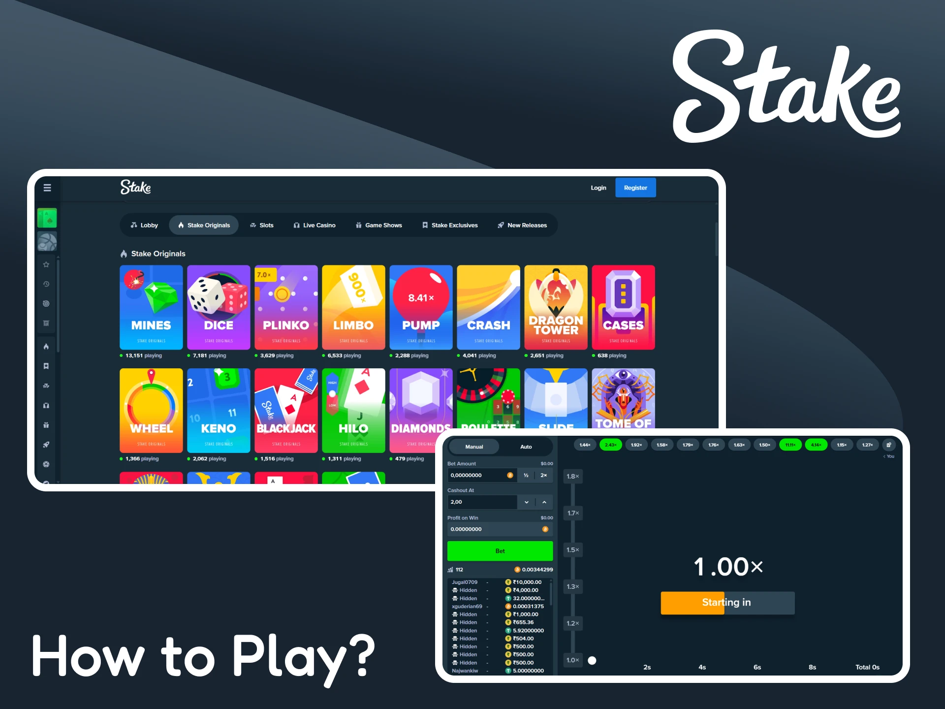 Learn how to play Crash on the Stake platform.